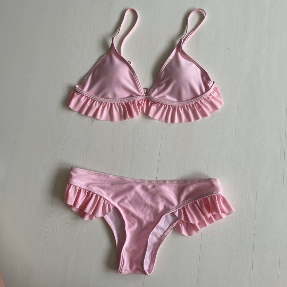 pink ruffle bikini